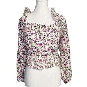 True Craft Pink and Black Floral Blouse